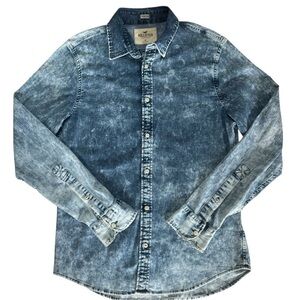 Hollister Acid Wash Denim Button-Down Shirt Size M – Stretch Vintage Inspired